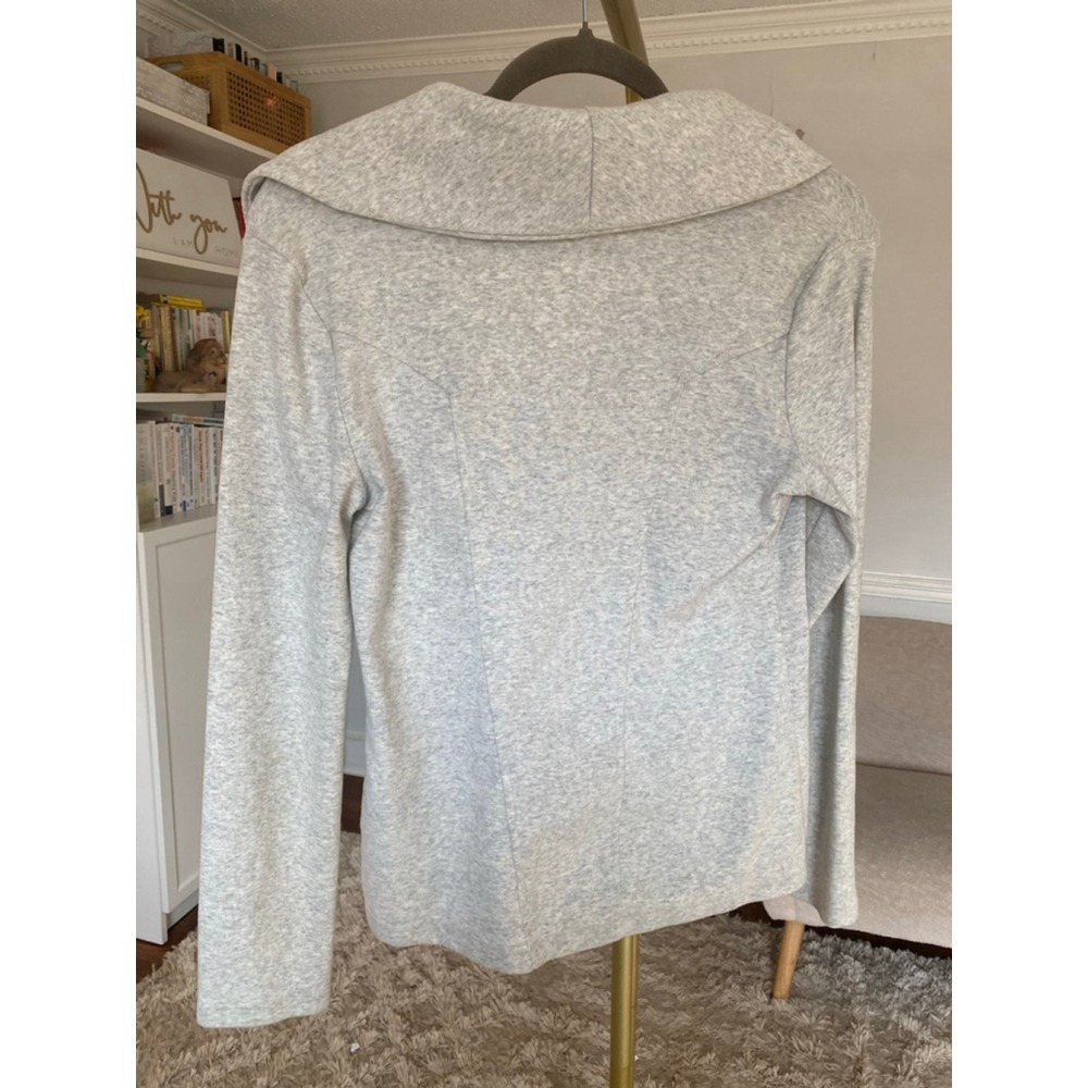 Banana Republic Light Gray Asymmetrical Zip Jacket Minimalist Quiet Luxury - Picture 3 of 8
